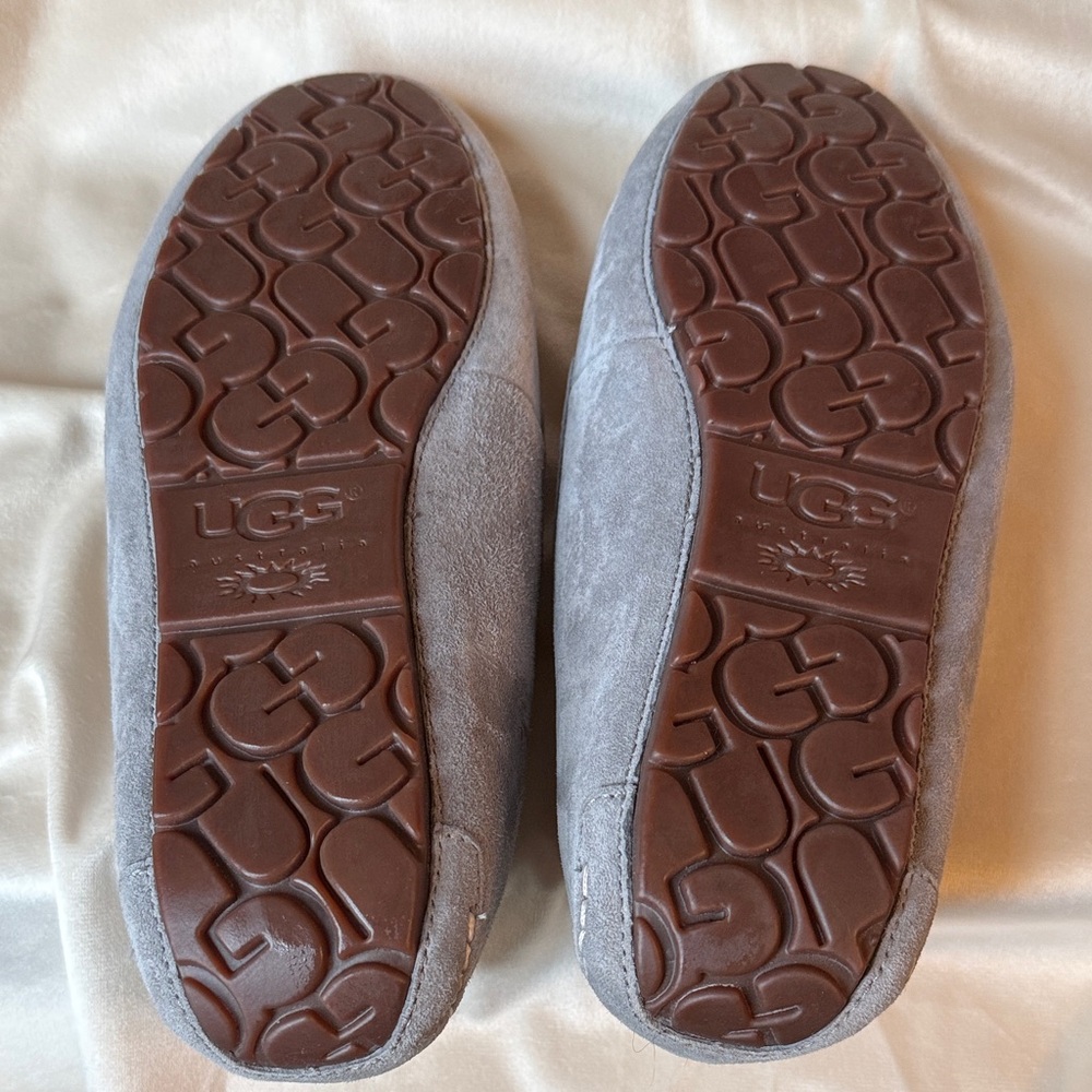 UGG Women’s Ansley Light Grey Suede & Sheepskin Slippers/Loafers - Picture 14 of 16